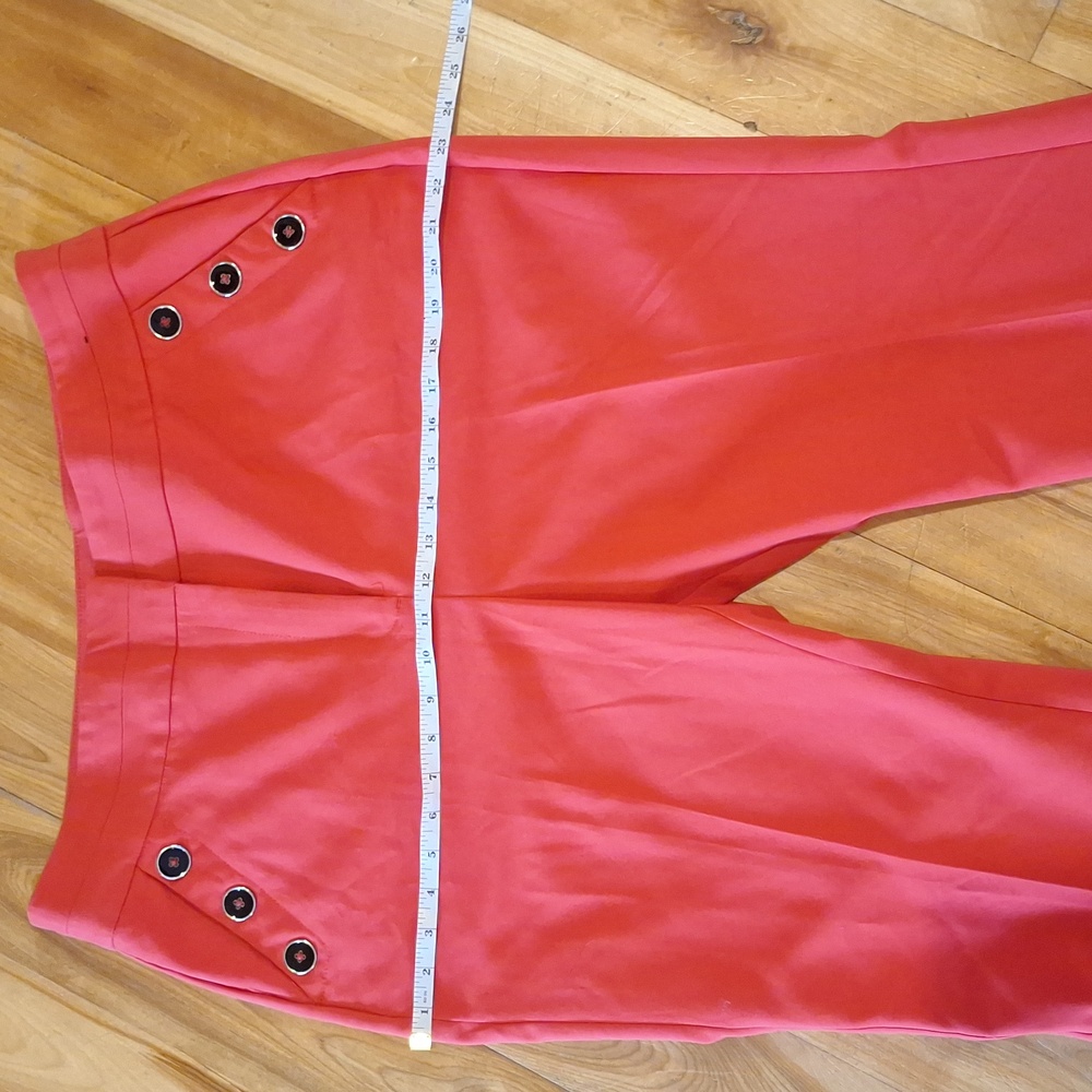 TALL 7th Avenue New York & Co. Orange Flare Leg High Waist Trousers Sz 18 Tall - Picture 9 of 11